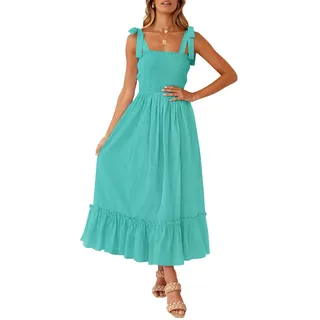 ZESICA Damen Spaghetti A Line Maxikleid Casual