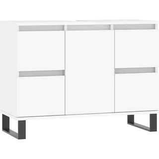 vidaXL vidaXL - Badezimmerschrank - 80x33x60 - cm - gefräst - Holz - weiß - Weiß