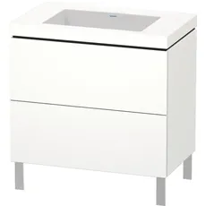 Duravit L-Cube Möbelwaschtisch c-bonded mit Unterbau bodenstehend, 80x48 cm, 2 Auszüge, ohne Überlauf, ohne Hahnloch, Farbe: Europäische Eiche Dekor