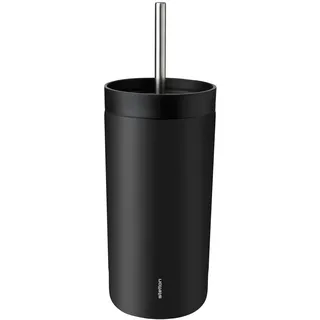 Stelton To Go Sip Thermobecher mit Strohhalm, 0,4 l, vakuumisoliert, langlebig - 400ml, Soft Black