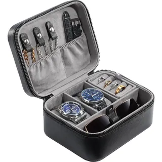 ProCase 2 Slot Uhren Reiseetui Reise Uhrenbox Travel Watch Case | PU-Leder Uhrenkoffer, Travel Watch Box Herren Schmuckbox mit getrennten Fächern für vielseitige Aufbewahrung