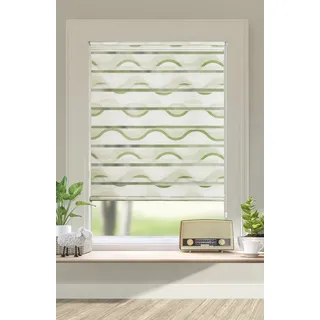 Doppelrollo OTTO HOME "Welle" Gr. 2, grün, B:50cm H:130cm, Polyester, Rollos, Doppelrollo, Fixmaß, Klemmfix-Duo-Rollo, Doppelrollo "Welle", Klemmträger