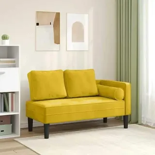 Chaise Longue aus Samt - Recamiere - Mit Kissen - Für Wohnzimmer - 116,5 x 62 x 57,5 cm - Gelb