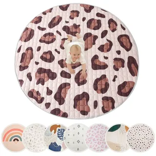 Hakuna Mat Lux Wild Cat - 150 cm Runde Baby-Spielmatte | Ultrasaumiger, gesteppter Kinderzimmer- & Wohnzimmer-Bodenteppich, rutschfeste Sicherheitsunterseite, REACH-zertifiziert