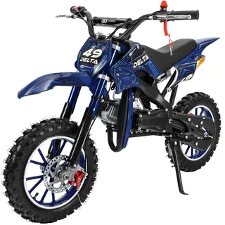 Actionbikes Motors Crossbike Delta 49 cc (Blau) | 2-Takt 49ccm Motor bis 40 km/h | Motorrad | Pocket Bike | Dirt Bike | Motocross | Pocketbike | Motorsport | Dirtbike