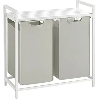 Vasagle Wäschekorb 2 Fächer 33 cm x 73 cm x 72 cm Weiß 92 l