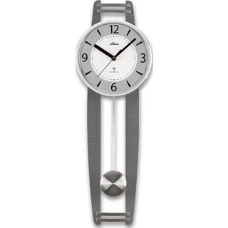 Atlanta 5106/19 Wanduhr Funk Funkwanduhr mit Pendel Carbon-Optik Pendeluhr - Silber, Grau, Weiß, Schwarz