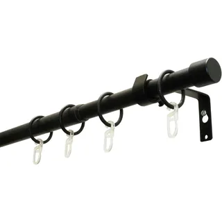 GARDINIA Vorhangstange Cap 1-läufig Ø 16 mm 190 cm Schwarz/Grau