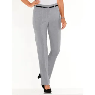 Bügelfaltenhose CLASSIC BASICS, Damen, Gr. 22, Kurzgrößen, grau (grau, meliert), 100% Polyester, Lederimitat:100% Polyester, meliert, unifarben, lang, Hosen Bügelfaltenhose