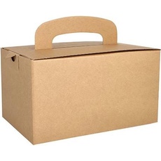 Papstar, Einweggeschirr, Lunch-Box ""pure"", mit Tragegriff, braun aus Pappe, Stärke: 424 g/qm, zusammenfaltbar (20 x)
