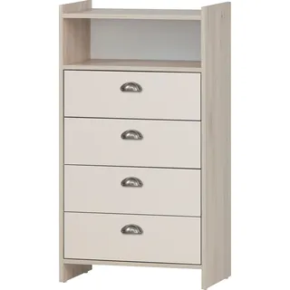 Schildmeyer Lindholm Highboard, Holzwerkstoff, Sandeiche Dekor/Cremebeige, 60,1 x 33 x 104 cm