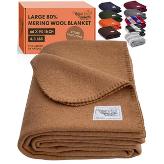 Woolly Mammoth Woolen Company Explorer-Sammlung Wolldecke 66" x 90" Tan