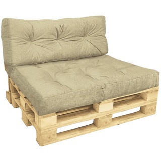 VOUNOT Palettenkissen Set für Indoor und Outdoor, Palettenpolster Wasserdicht Palettensofa, Sitzkissen 120x80, Rückenkissen 120x40, Beige