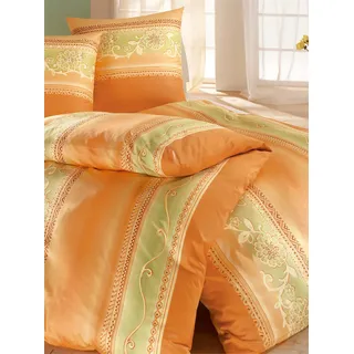 Bettwäsche BIERBAUM Gr. 3, orange (melba), B/L: 155cm x 220cm, Mako-Satin, B/L: 80cm x 80cm, 2 Stk., Mako-Satin, 100% Baumwolle, Bettwäsche, Bettwäsche