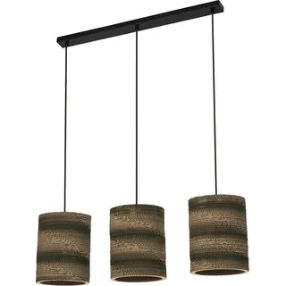 OSRAM Pendelleuchte 3-flammig Decor Cardboard Cylinder braun aus Wellpappe, E27, 830 mm Länge, Leuchtenschirm aus recyceltem Material, nachhaltig durch austauschbare Lichtquelle, einfache Montage - Braun