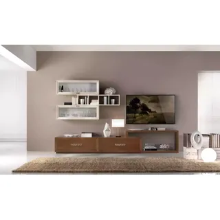 TV-Ständer Wandregal Moderne Wohnwand Wohnzimmer Set Modern 4tlg Holz - Braun