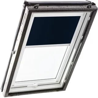 Original Roto Verdunkelungsrollo ZRV - Nahezu vollständige Verdunkelung - Führungsschiene Weiß - Dachfenster Baureihe Designo R4/R7 und Classic 43/73 - Größe 114/098 | 11/09 - Stofffarbe Blau