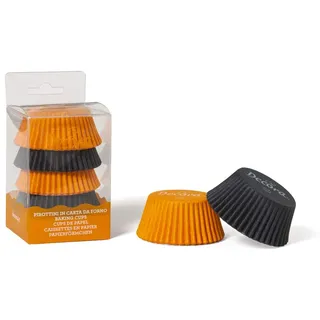 Decora 75 orangefarbene Backförmchen, 50 x 32 mm, Papier, Orange/Schwarz, 30 x 5 x 3.2 cm