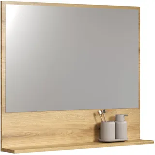 trendteam smart living - PureBliss - Wandspiegel - Evoke Eiche - (BxHxT) 80 x 74 x 14 cm - Badezimmerspiegel mit 80cm Ablagefläche - kratzfest