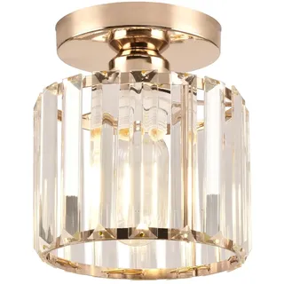 ZYDTRIP Klein Kristallleuchter, Gold Moderne Kristalldeckenleuchte, Deckenlampe für Flur, Schlafzimmer, Küche, Restaurant