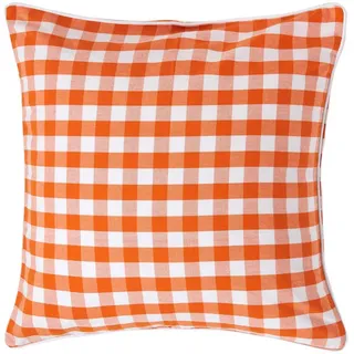 Homescapes Kissenhülle Karo-Muster 60/60 cm, 100% Baumwolle , Orange , Textil , Kariert , Quadratisch , 60x60 cm , Oeko-Tex® , Heimtextilien, Bezüge, Kissenbezüge