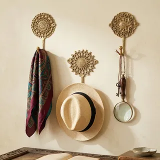 Indian Shelf Garderobenhaken Boho 3 Stück Gold