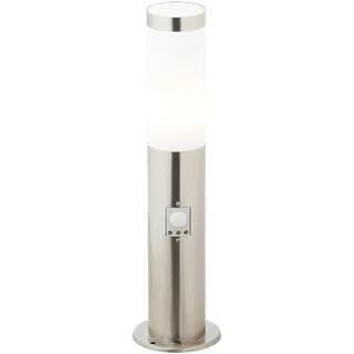Lightbox Außen Pollerlampe mit Bewegungsmelder - 45 cm Höhe - Ø 12 cm - zeitlose Outdoor Sockelleuchte - als Wegebeleuchtung - E27 Fassung, max. 20 W - aus Kunststoff & rostfreiem Metall