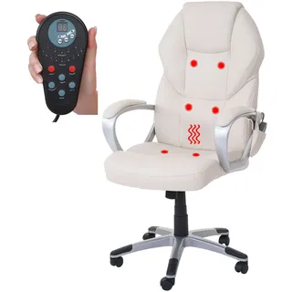 Mendler Massage-Bürostuhl HWC-A69 Kunstleder Beige
