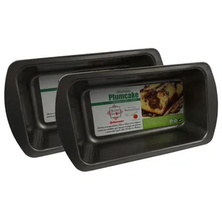 2er Set Brot- und Kuchenbackform hochwertige Kastenform Abmessungen 28 cm x 15 cm Flachboden Antihaftbeschichtung anthrazit rechteckig Brotbackform leicht zu reinigen