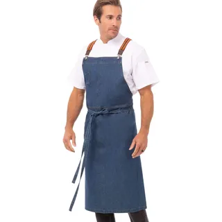 Chef Works Unisex-Erwachsene Berkeley Kochschürze Arbeitsschürze, Hosenträger aus Ton, mittelgroß, Blau, Einheitsgröße