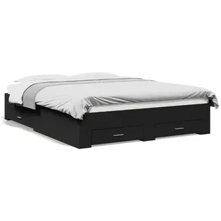 vidaXL Bettgestell, mit Schubladen Schwarz 140x200 cm Holzwerkstoff