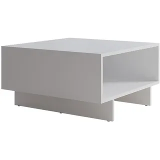 Vicco Couchtisch Luka, Couchtisch mit der Ablage, Weiß, 60 x 60 cm