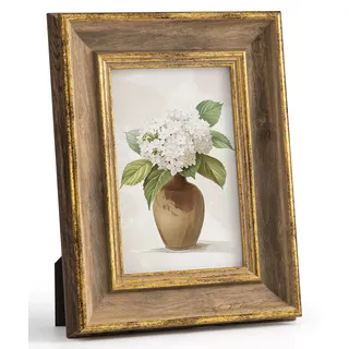 Afuly 10x15 Bilderrahmen Vintage Holz in Gold Bilderrahmen Retro Antike Shabby Fotorahmen Deko für Wand Tisch Family Freund Hochzeit Geburtstag Geschenke Muttertage für Mama Oma