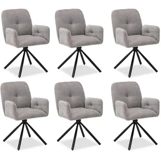 Homestyle4u Polsterstuhl grau drehbar 6er Set