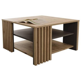 CARRYHOME Couchtisch Grau, Eiche Artisan quadratisch, 80x45x80 cm