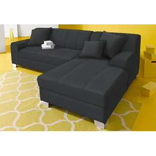 DOMO collection Ecksofa »Turah incl. Zierkissen, moderne Steppung, auch in Leder« mit Bettfunktion, Schlafsofa, B/T: 239/152 cm, Unser Dauertiefpreis, schwarz