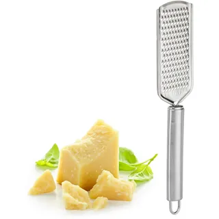 Relaxdays Parmesanreibe, rostfreier Edelstahl, handliche Küchenreibe, Reibe für Käse und Zitronen, Profi Raspel, silber