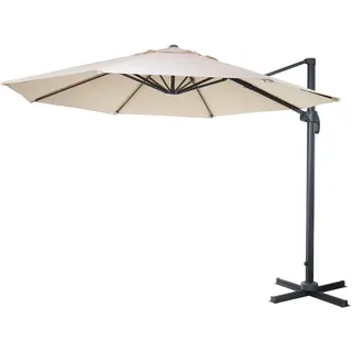 MCW Ampelschirm Rund Cremeweiß 400/400 cm , Weiß , Textil , 420x400 cm , Sonnenschutz, Ampelschirme