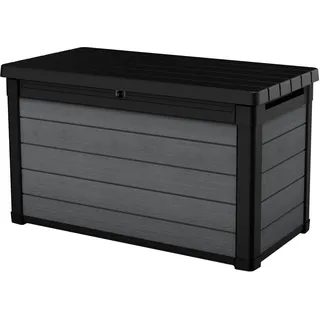 KETER Gartenbox Cortina 100 g, Oberfläche in Holzoptik, Farbe Grau, Fassungsvermögen 380 l, 122,9 x 62,1 x 70,6 cm