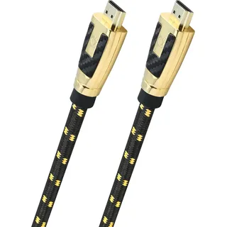 Oehlbach Carb Connect Ultra High Speed HDMI 2.1 Kabel - 48 Gbps, 8K/60Hz, 4K/120Hz, monokristallines HPOCC® Kupfer, 24kt vergoldete Kontakte, 4-fach Abschirmung, Vollmetallstecker, Gewebemantel - 2,2m