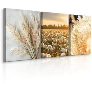 Muralo Leinwandbilder 3-es Set Pflanzen 3D Boho , Textil , Baum/Pflanze/Natur, Landschaft/Berg , Rechteckig , 90x40 cm , Bilder & Rahmen, Bilder