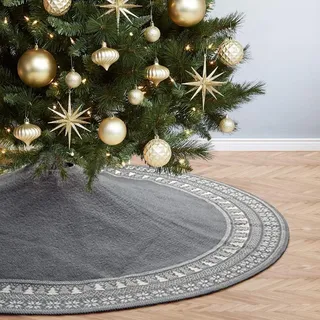 Große Weihnachtsbaum Decke Rock 90cm Grau Gestrickter Weihnachtsbaumdecke Tannenbaum Teppich Schneeflocken Christbaumständer Runde Christbaumdecke Matte Baumdecke Christbaumschmuck Weihnachtsdeko