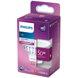 Philips LED Classic GU5.3 Lampe, 50 W, Reflektor, silber, Cool weiß