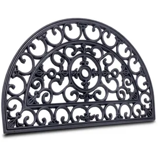 Hanse Home FUßMATTE , Schwarz , Kunststoff , Ornament , halbrund , 45x75 cm , rutschfest, für Fußbodenheizung geeignet, rutschhemmend, pflegeleicht, widerstandsfähig , Teppiche und Böden, Schmutzfangmatten, Fußmatten