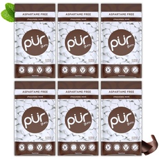 Pur Gum | Zuckerfreier Kaugummi | 100% Xylit | Vegan, Aspartamfrei, Glutenfrei & Diabetikerfreundlich | Natürlicher Kaugummi Mit Chocolate Mint Geschmack, 55 Stück (6er Pack)