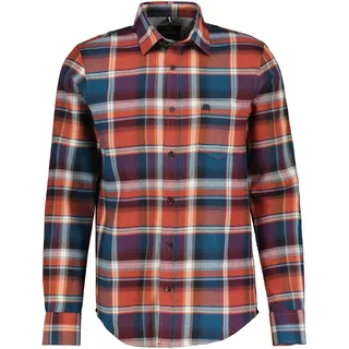 Karohemd LERROS "Herrenhemd in Karo-Flanellqualität", Herren, Gr. 5XL, extraweit, orange (spicy orange), 100% Baumwolle, Hemden Karohemd