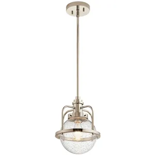 Elstead Lighting Hängeleuchte , Nickelfarben , Metall, Glas , 37.6 cm , Grüner Punkt, RoHS , Lampen & Leuchten, Leuchtenserien
