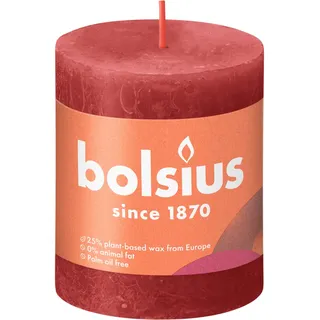 Bolsius Rustiko Shine Stumpenkerze 8 cm rot