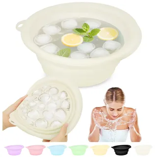 Musiwanna Face Ice Bath Bowl, Faltbares Eiswürfel für Gesicht, Silikon Schüssel für Gesicht Eisbad, Facial Ice Bath Washbasin Eingebaute Eiswürfelschale für den Heimgebrauch oder Unterwegs