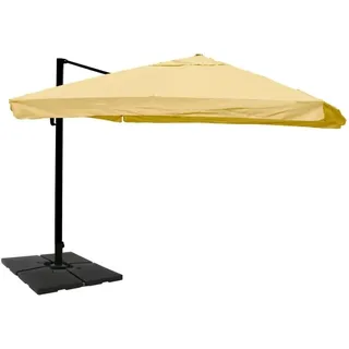 MCW Ampelschirm A96 3x4m Flap Alu/Stahl Creme mit Ständer Drehbar